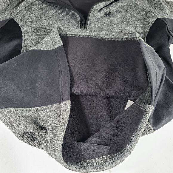 Spyder Black Gray Men's Outbound Stryke Fleece Core Sweater 1/4 Zip XL - Picture 4 of 6